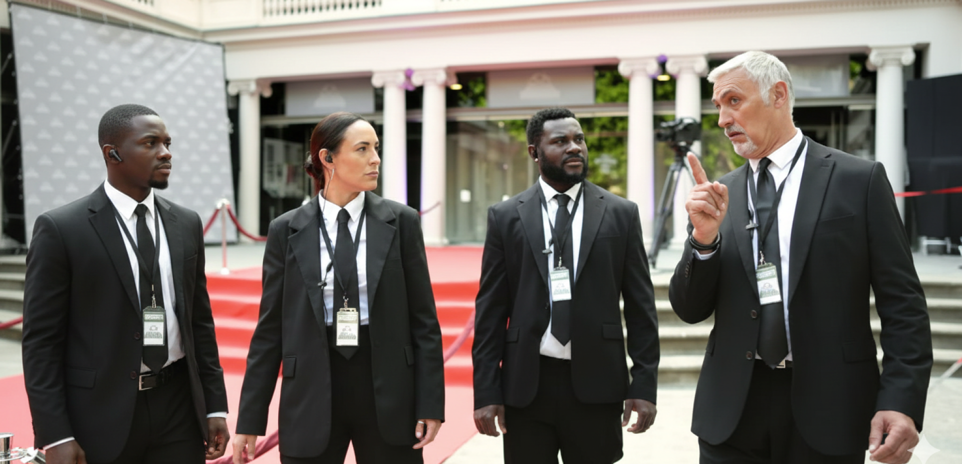 Chic woman in sunglasses and black dress gracefully stepping out of a luxury car.